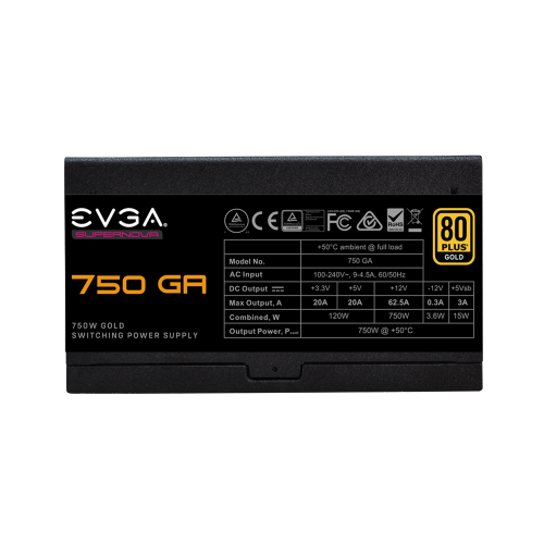 EVGA 750 GA, 80Plus GOLD 750W